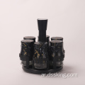 ماتي السوداء الرخام الحبوب القابلة للدوار التوابل جرة 6 قطع مجموعة زجاجة حليب زجاجية غير منتظمة 200 مل.